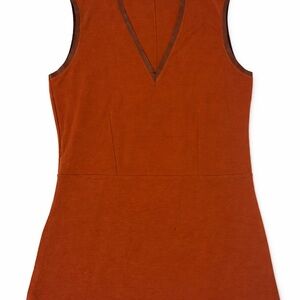 Zara Rust Brown Sleeveless V-Neck Knit Top